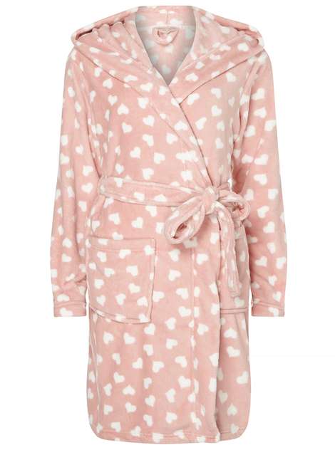 Pink Heart Print Dressing Gown